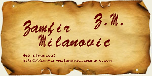 Zamfir Milanović vizit kartica
